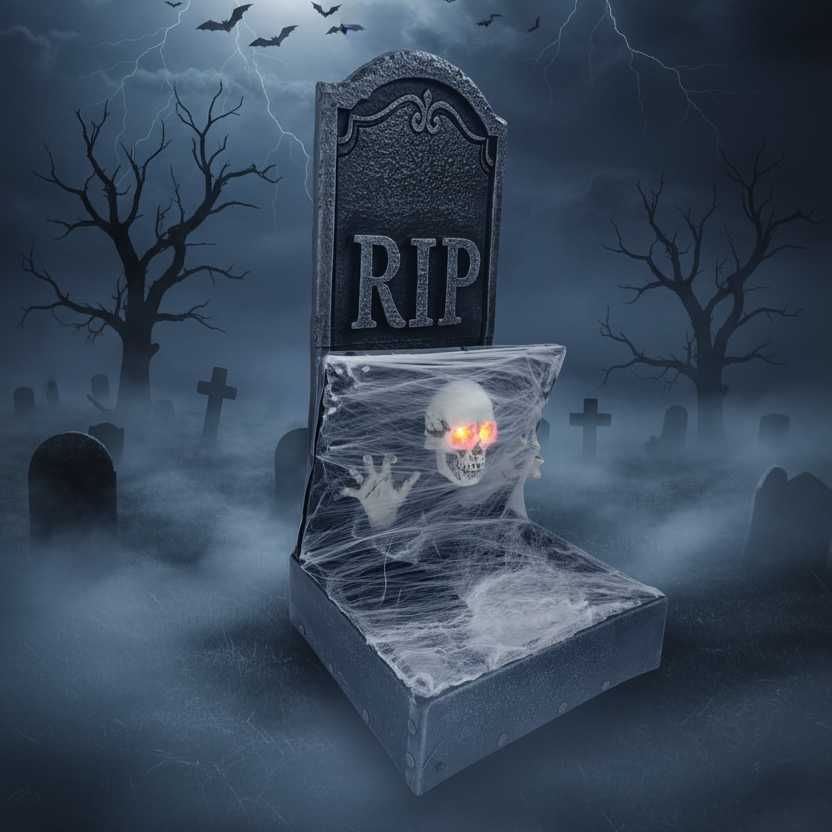 Animated Pop Up Skeleton Tombstone