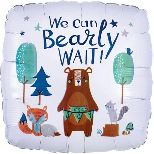 We Can Bearly Wait It's A Boy Square Foil Balloon 45cm