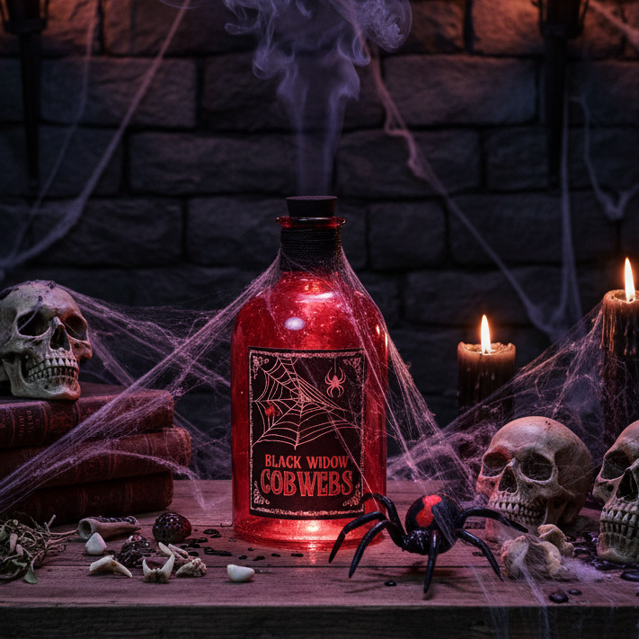 Black Widow Cobwebs Potion Bottle - Scary Scene