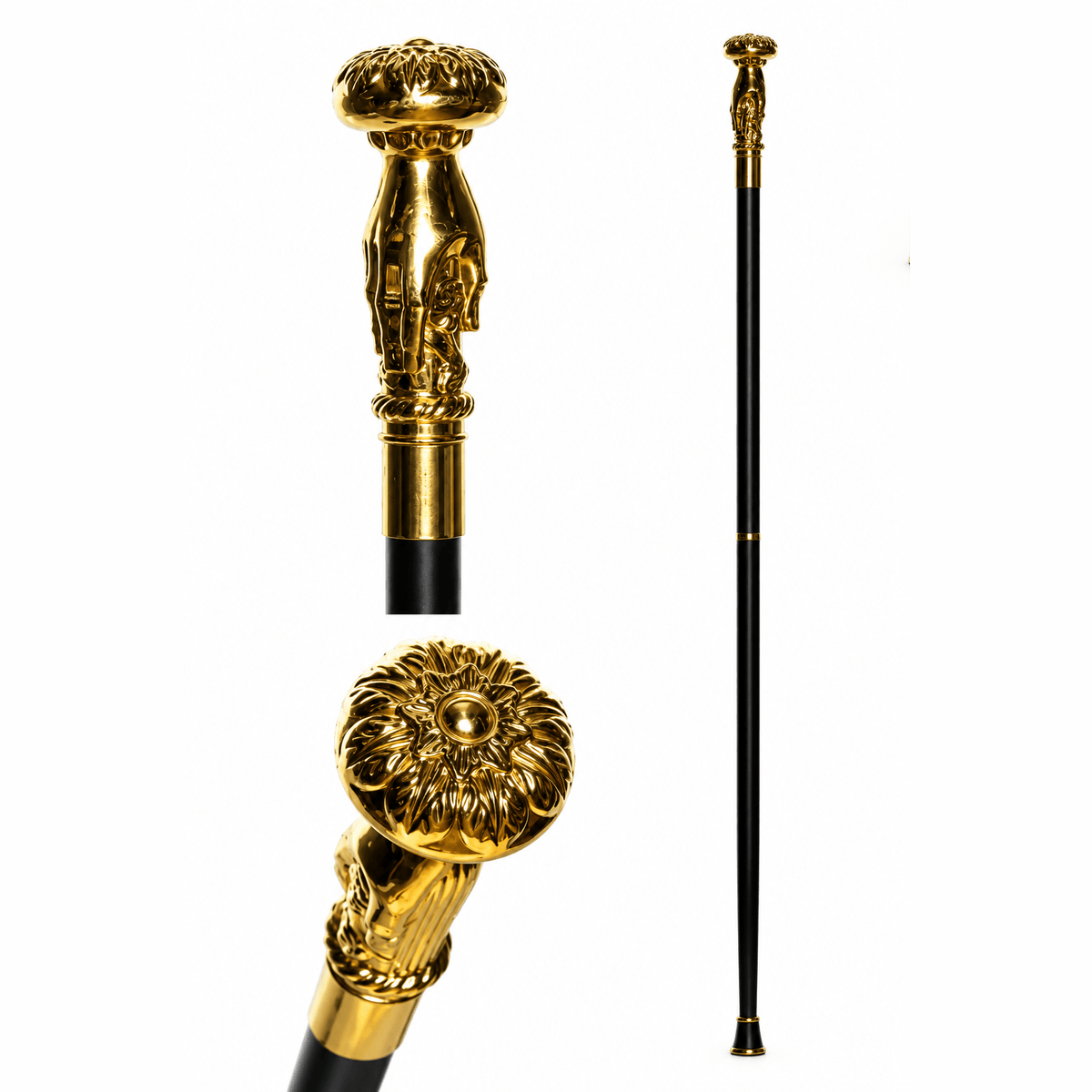 Deluxe Metal Golden Flower Cane website image