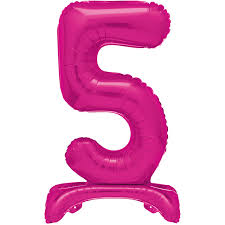 Hot Pink Number 5 Standing Foil Balloon 76cm - Air Fill
