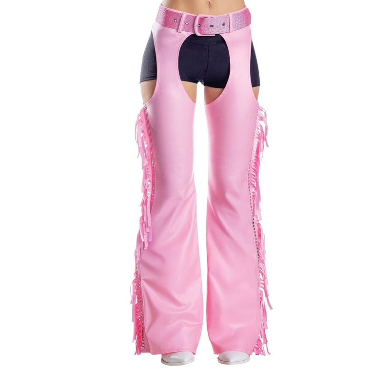 Pink Fringe Chaps with Glitter Belt, Adult