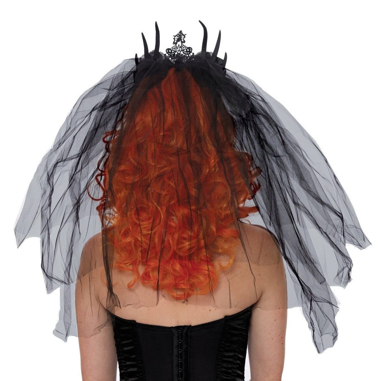 Vintage-inspired headpiece featuring intricate lacework and gothic accents