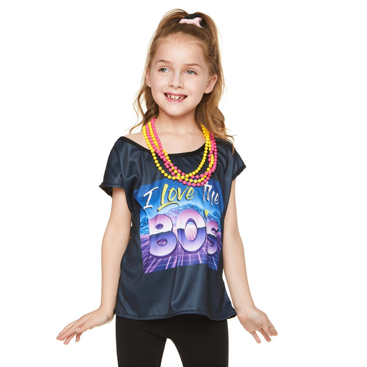 Cotton t-shirt for girls featuring fun 80's inspired print and bright colors