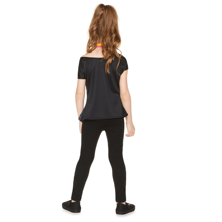 Vintage 80's style t-shirt for girls with colorful graphics and bold lettering