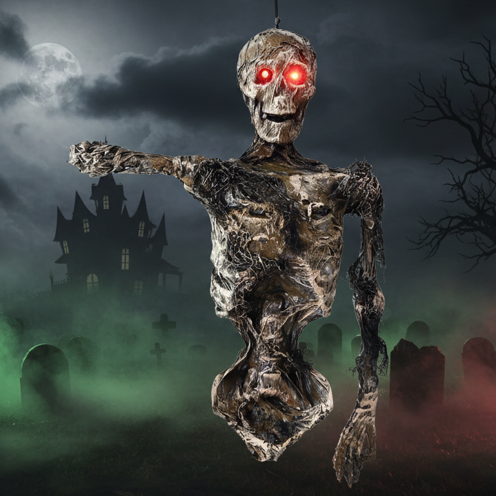 Hanging Animated Skeleton with Light Up Eyes