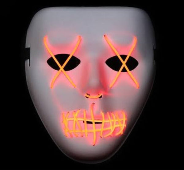 White Stitched Mimer Light Up Mask - Orange