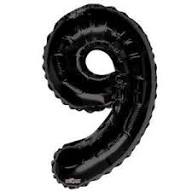 Number 9 Black Foil Balloon-86cm