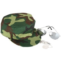 Military Set - Camo Cap, Glasses & Dog Tags