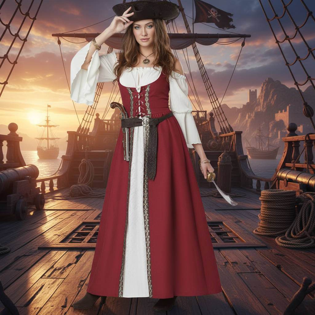 Burgundy Medieval Overdress Adult Costume