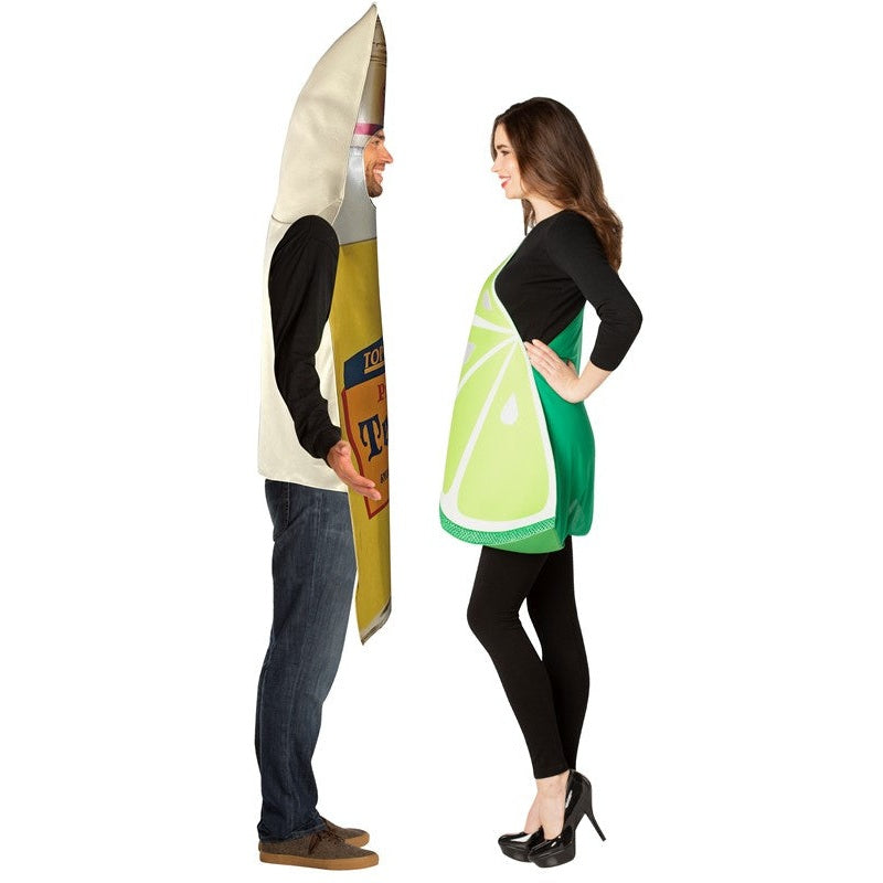 Tequila Bottle and Lime Slice Couple Costumes.