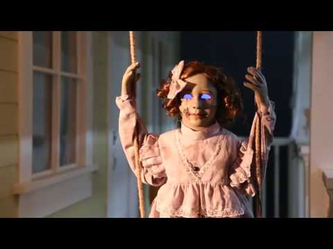 Load video: Animated Swinging Decrepit Doll