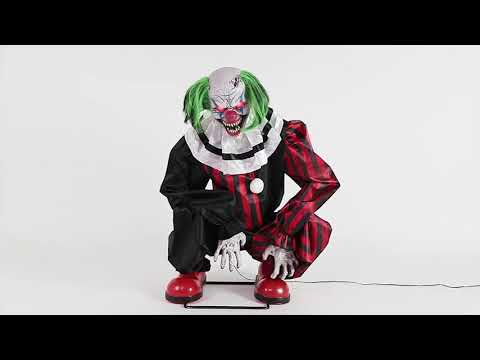 Load video: 20" Animated Crouching Red Clown Prop