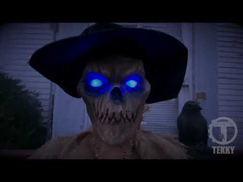 Load video: 78-Inch Animated Scarecrow with Lantern and Sign