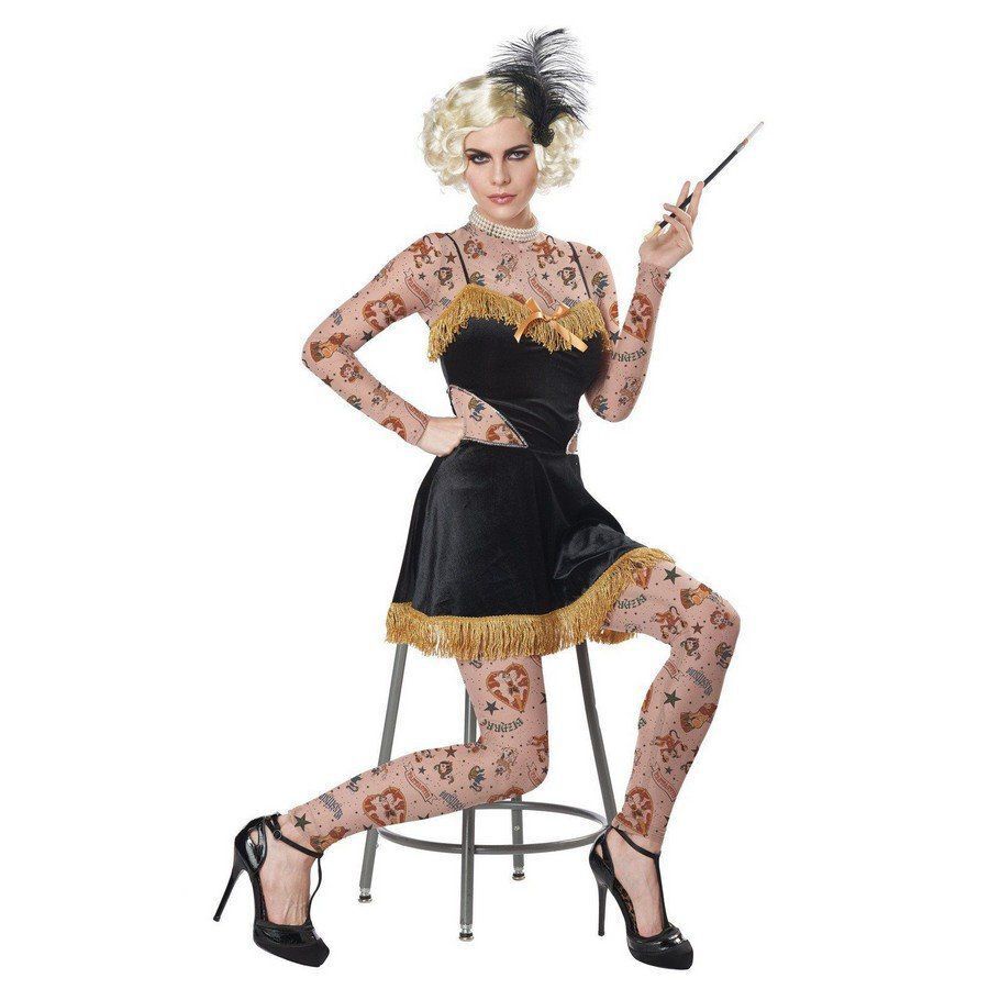 The Amazing Tattooed Lady Women's Costume featuring a colorful and detailed design