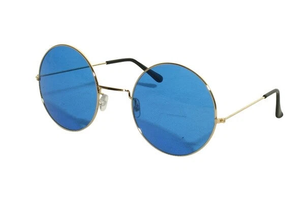 Blue Large Round Lennon Hippie Glasses