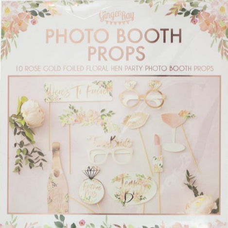 Ginger Ray Rose Gold Floral Hens Party Photo Booth Props with fun and elegant props for a memorable celebration