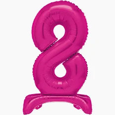 Hot Pink Number 8 Standing Foil Balloon 76cm - Air Fill