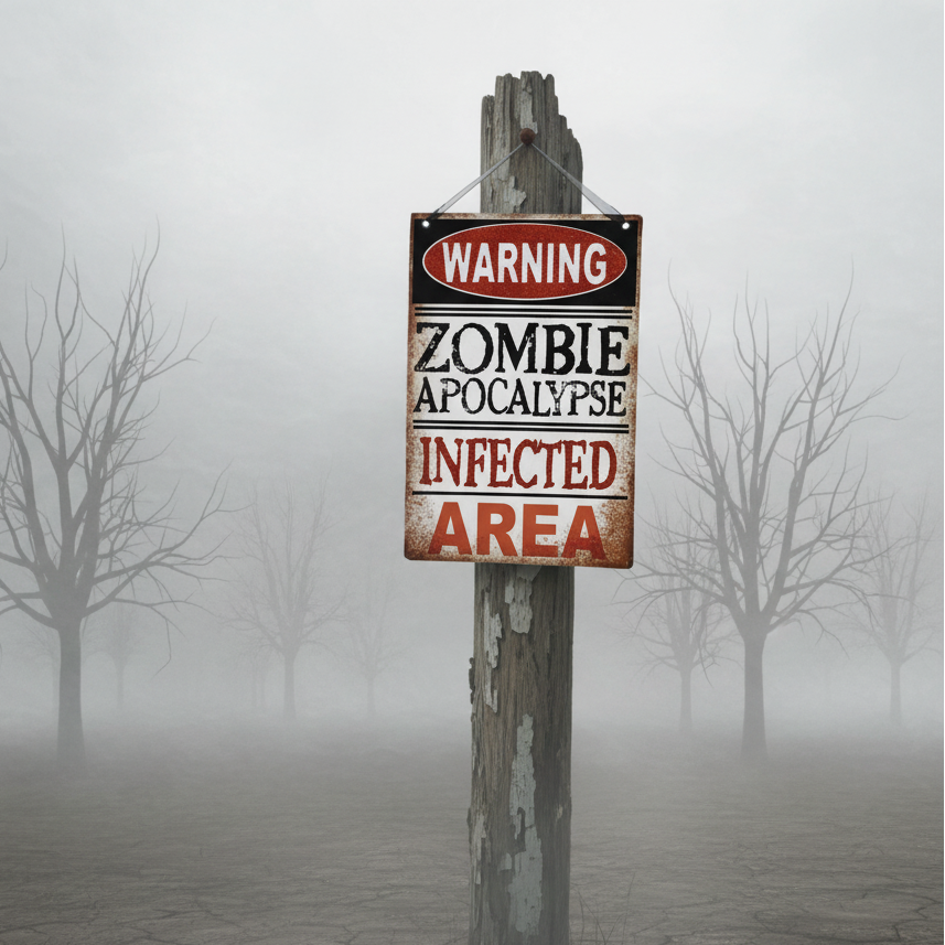Warning Zombie Apocalypse Hanging Sign 29.5cm