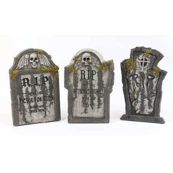 22" Tombstones With Moss - Jokers Costume Mega Store