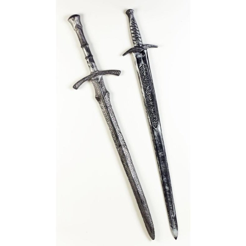 Antiqued Silver Knight's Sword Ideal for Costume Parties