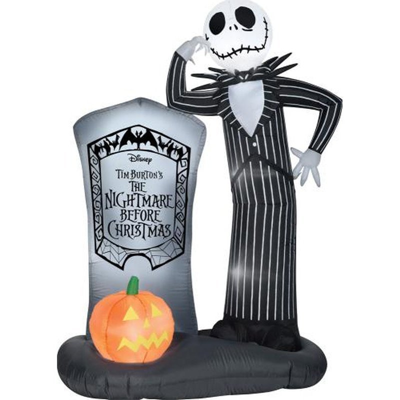 6' Airblown Jack Skellington With Tombstone Medium - Jokers Costume Mega Store