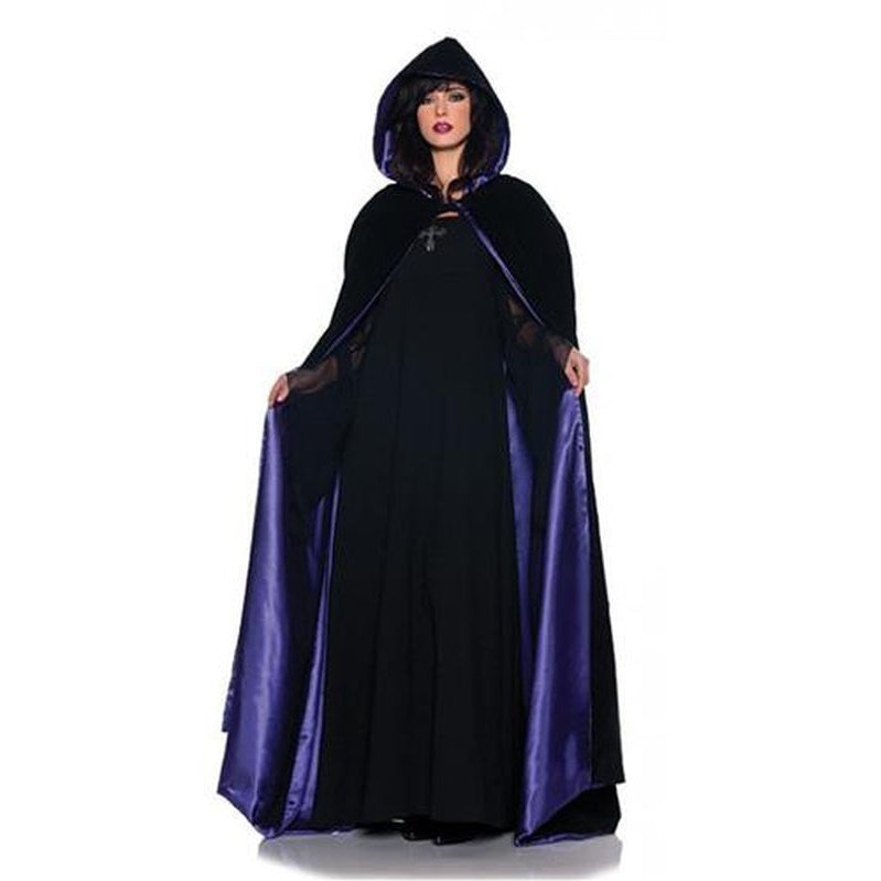 63” Deluxe Velvet & Satin Cape Purple - Jokers Costume Mega Store