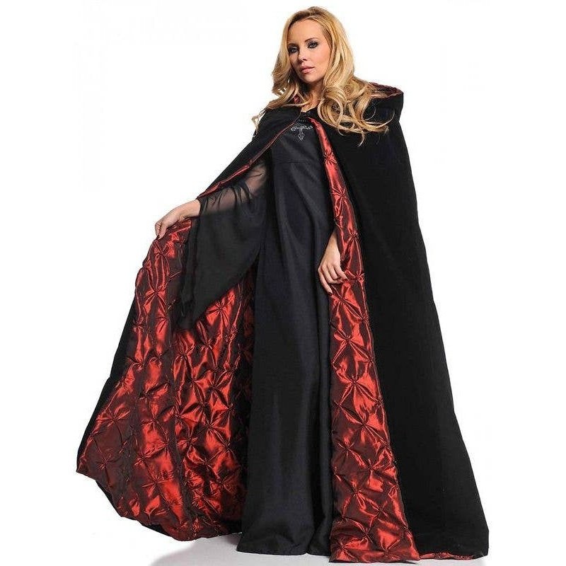 63” Deluxe Velvet & Satin Cape With Embossed Lining Red - Jokers Costume Mega Store