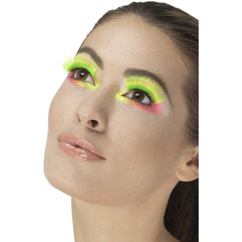 80s Party Eyelashes, Neon Green - Jokers Costume Mega Store