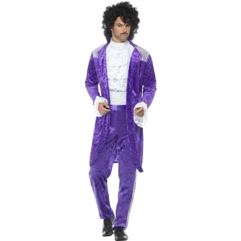 80s Purple Musician Outfit Jacket Mock Shirt Trousers