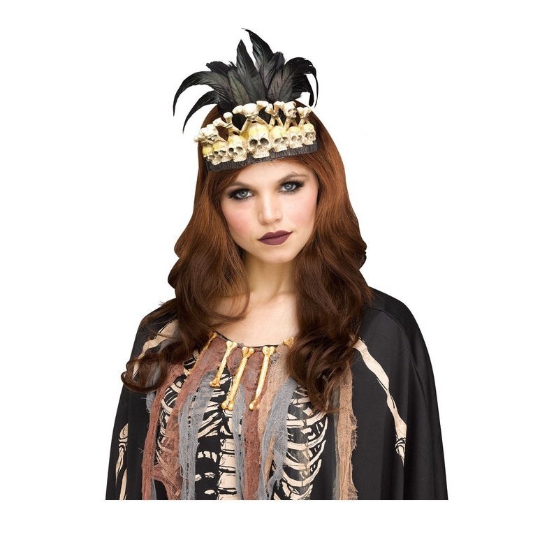 Adult Voodoo Doctor Queen Magic Witch Skull Bone Crown - Jokers Costume Mega Store