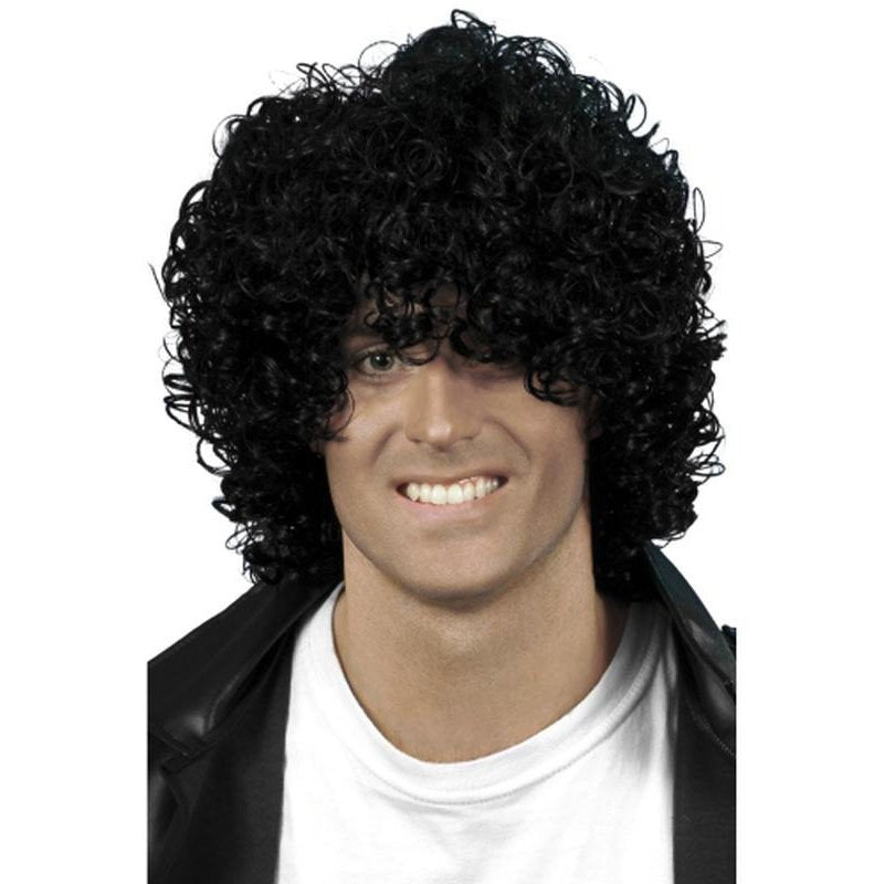 Black Curly Afro Wet Look Wig Jokers Costume Mega Store