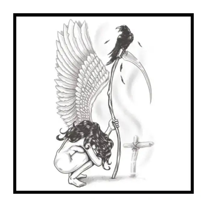 Angel Of Death Goth Temporary Tattoos - Jokers Costume Mega Store
