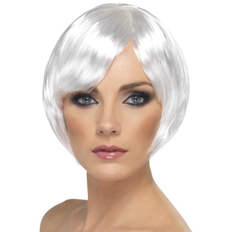 White Short Bob Babe Wig with Fringe Jokers Costume Mega Store