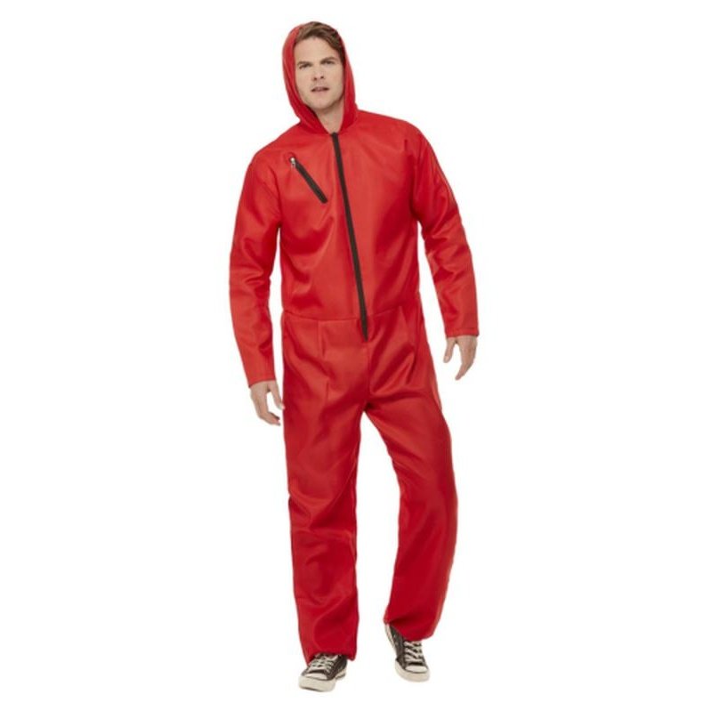 Bank Robber Jumpsuit, Red - Jokers Costume Mega Store