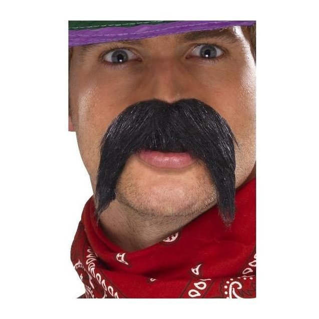 Big & Bushy Gringo Tash, Black - Jokers Costume Mega Store