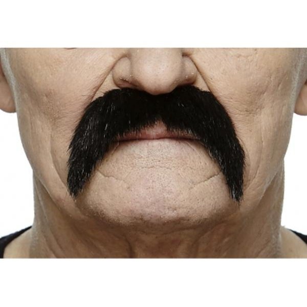 Black Grey Peppered Wild West Moustache - Jokers Costume Mega Store