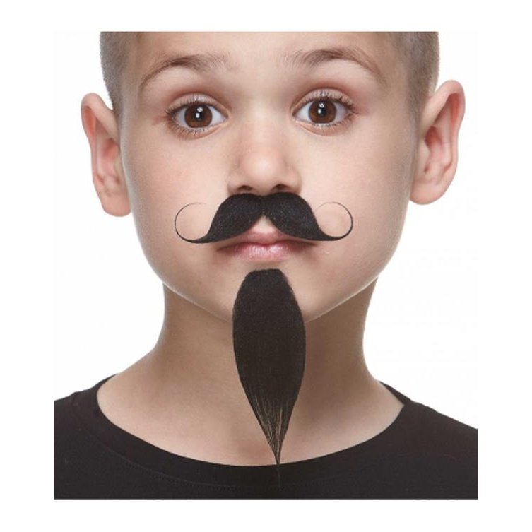 Black International Moustache And Beard Small - Jokers Costume Mega Store