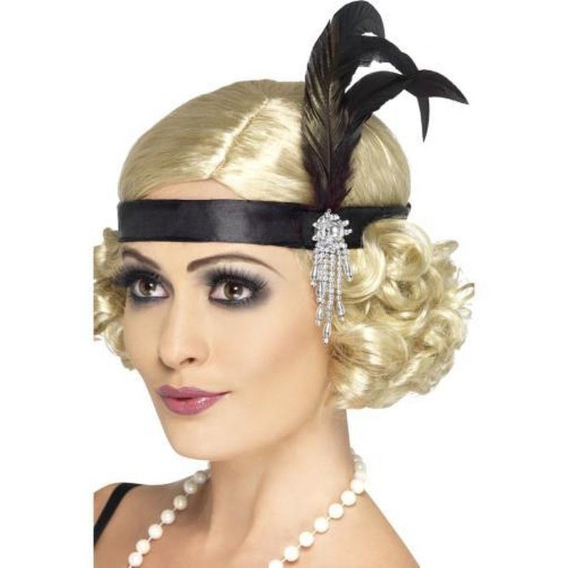 Black Satin Charleston Headband - Jokers Costume Mega Store