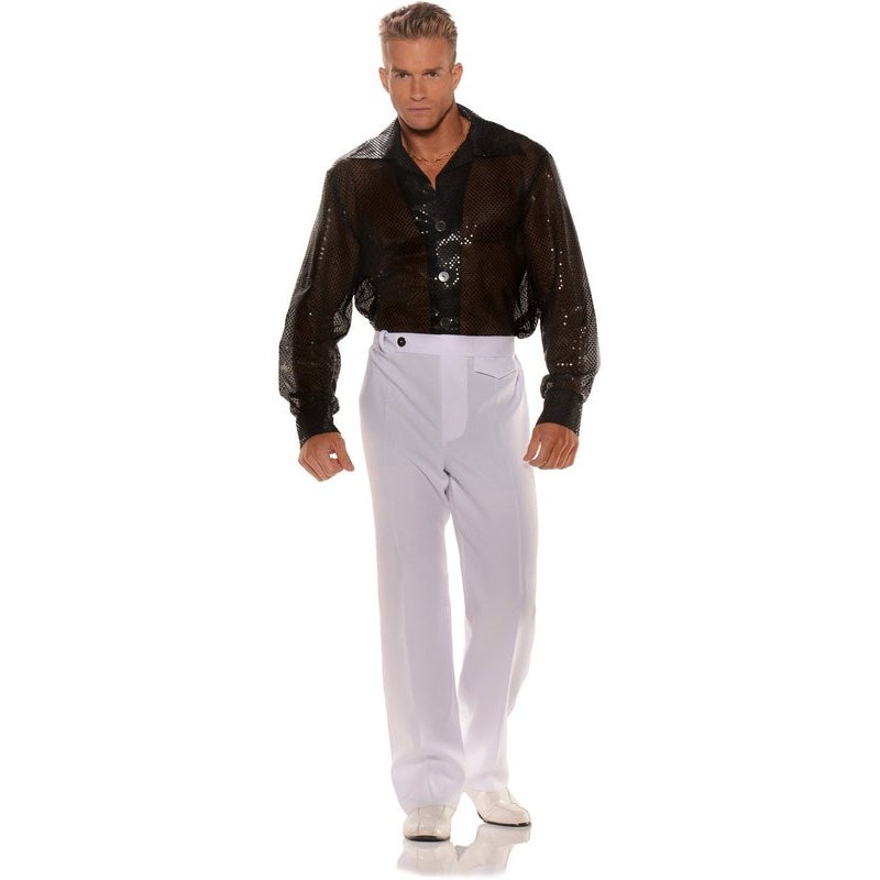 Black Sequin Mens Shirt - Jokers Costume Mega Store