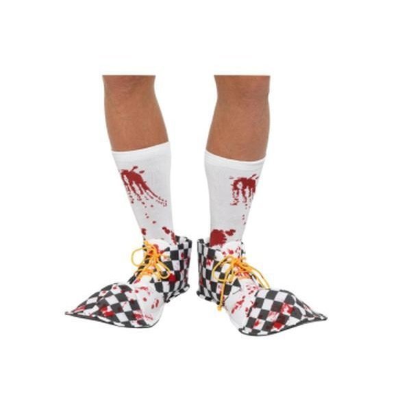 Bloody Clown Shoe Covers, Black & White - Jokers Costume Mega Store