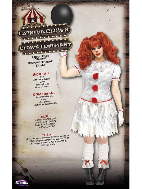 Carnevil Clown Plus Size - Jokers Costume Mega Store