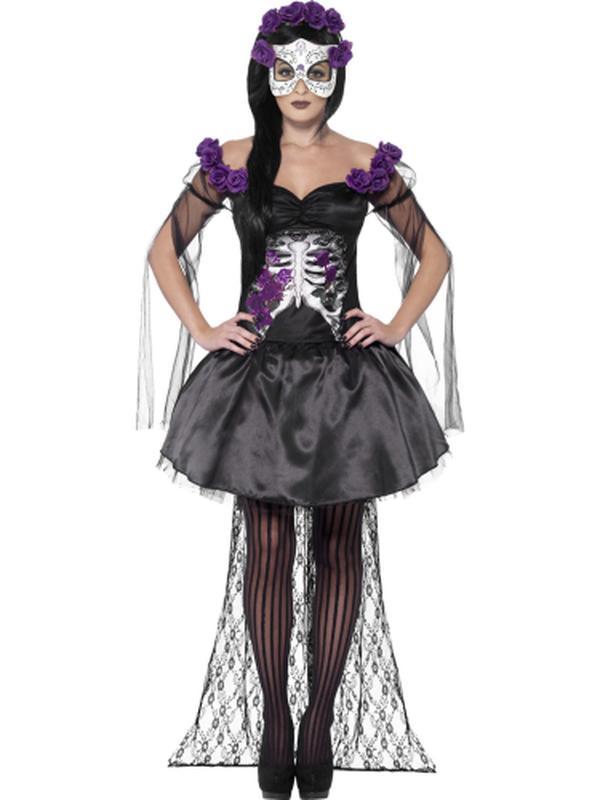 Day of the Dead Senorita Costume, Black - Jokers Costume Mega Store