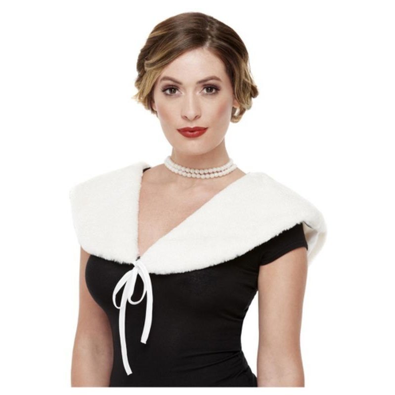 Deluxe 20s Faux Fur Stole, White - Jokers Costume Mega Store