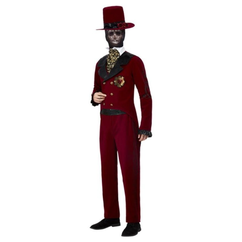 Deluxe Dotd Sacred Heart Groom Costume, Burgundy - Jokers Costume Mega Store