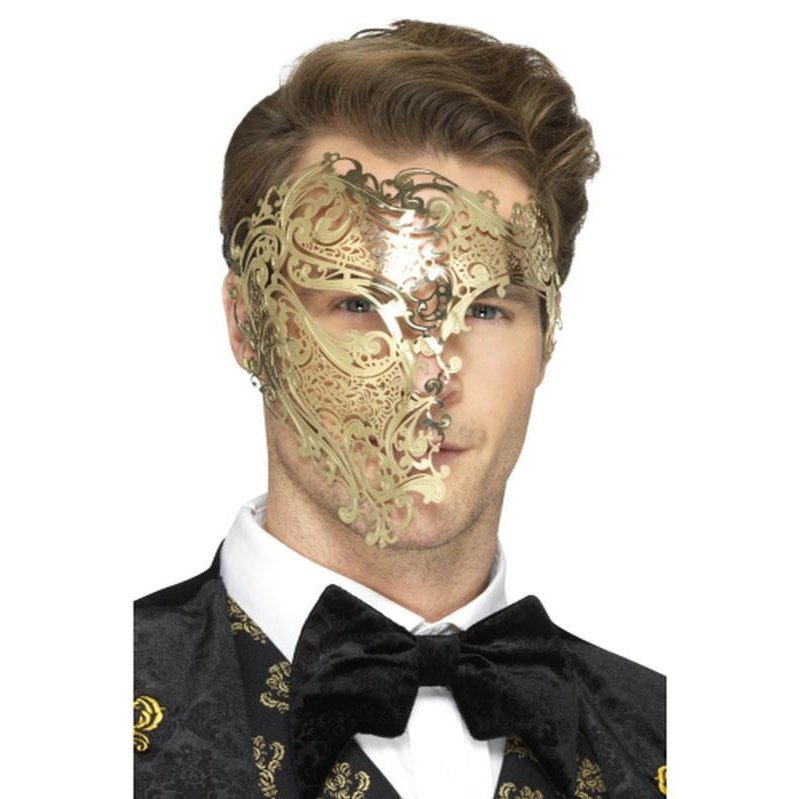 Deluxe Metal Filigree Phantom Mask - Jokers Costume Mega Store