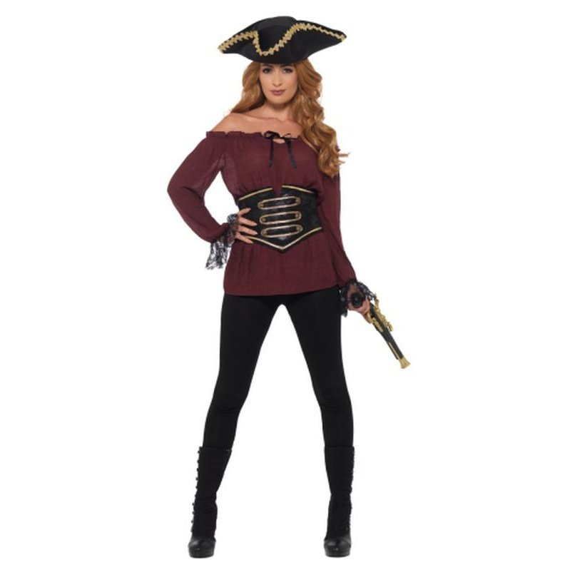 Deluxe Pirate Shirt, Ladies, Red - Jokers Costume Mega Store