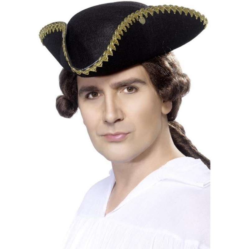Dick Turpin Tricorn Hat, Black, Felt - Jokers Costume Mega Store