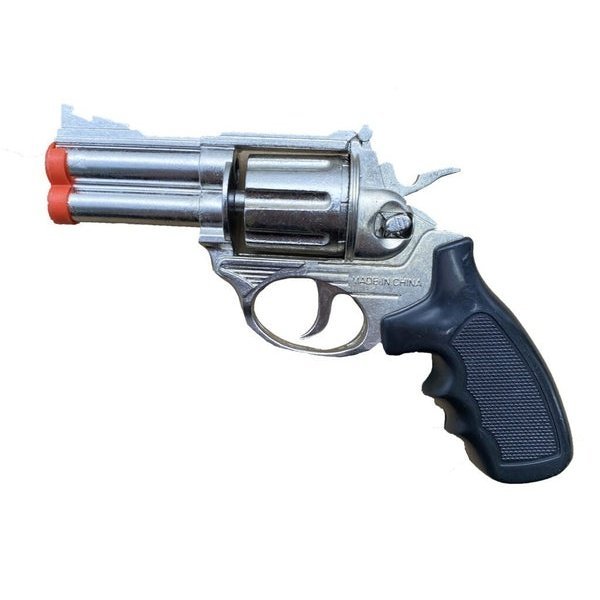 Die Cast 357 Magnum Cap Gun - 15cm Silver Double Barrel