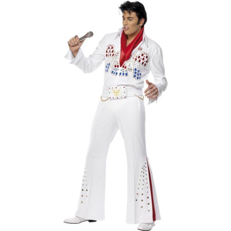 Elvis American Eagle Outfit White Jumpsuit Belt Scarf Jokers Costume Mega Store